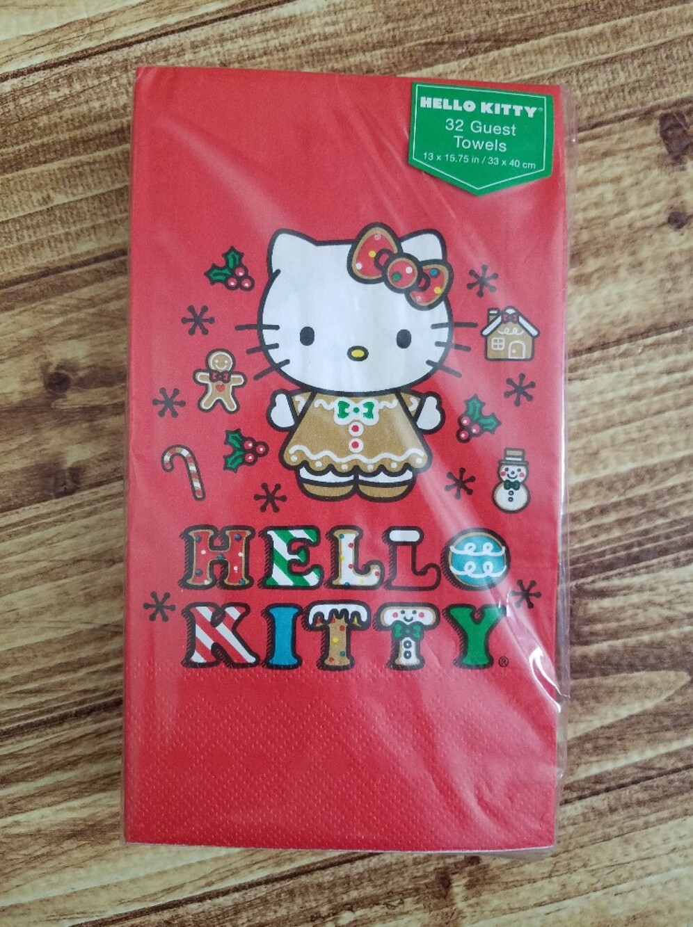 Hello Kitty Christmas Red Gingerbread Guest Towels Napkins 33x40cm 3 Ply Sanrio
